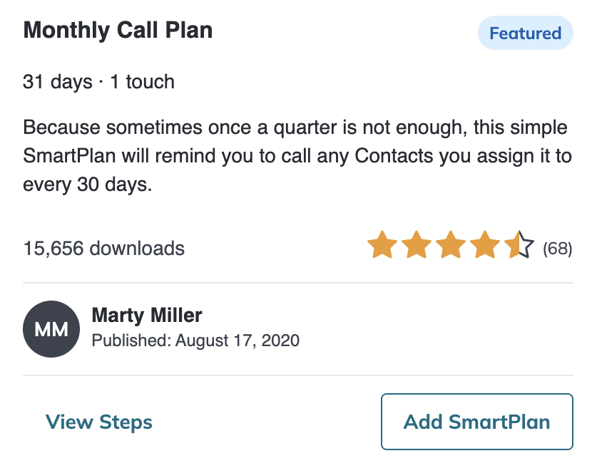 Monthly Call Plan in the Command SmartPlans library